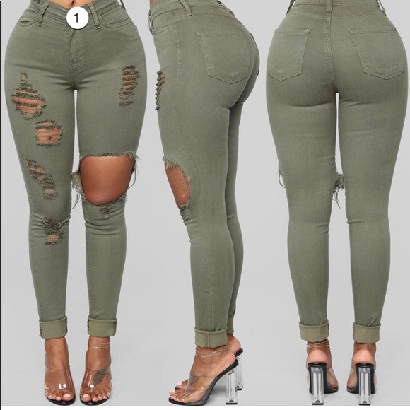 Glistening olive fashion nova jeans - Picture 1 of 3
